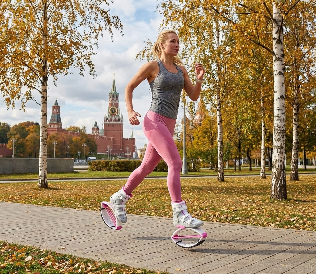 Outdoor runner using white and pink jump shoes