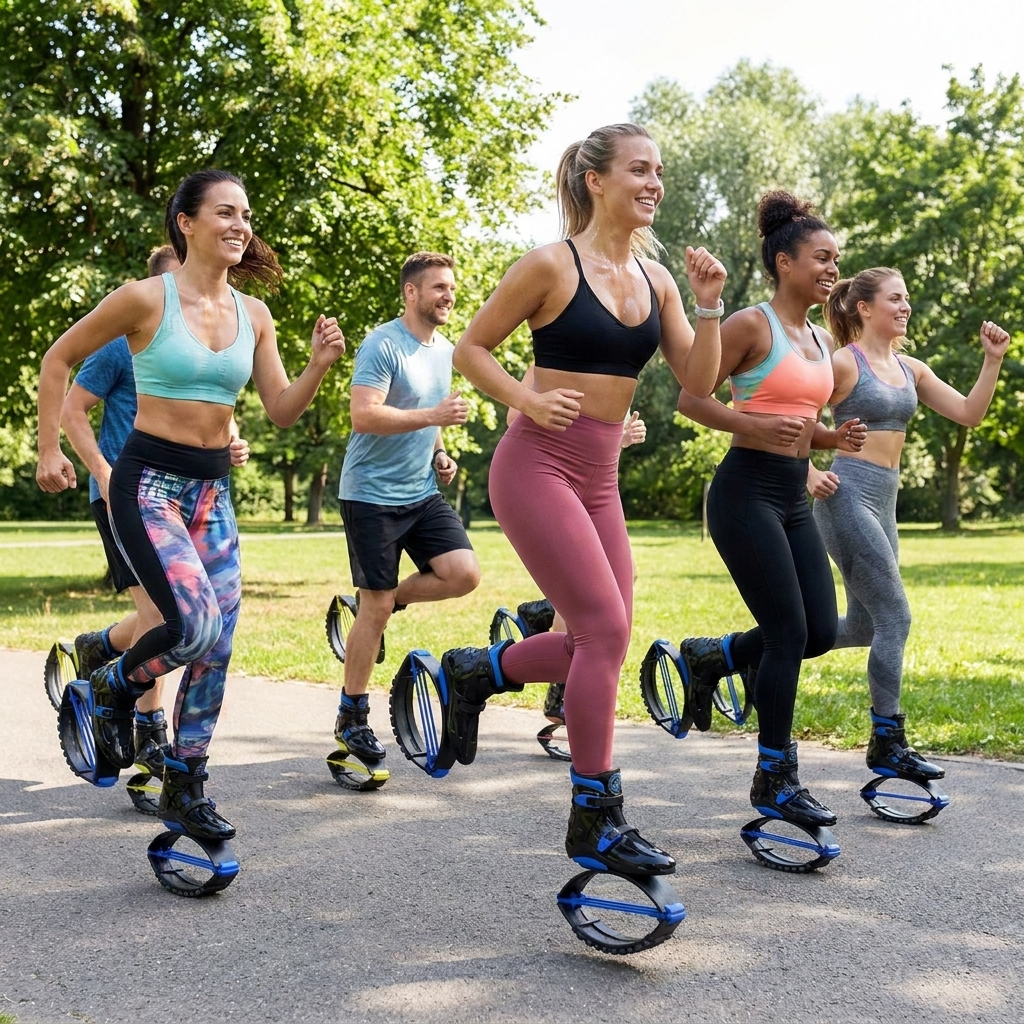 Group using RUFENG-TECH jump shoes outdoors